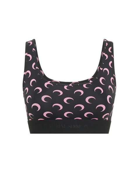 top moon printed jersey sports bra donna nero e rosa MARINE SERRE | WUW055BCJER0001BK90